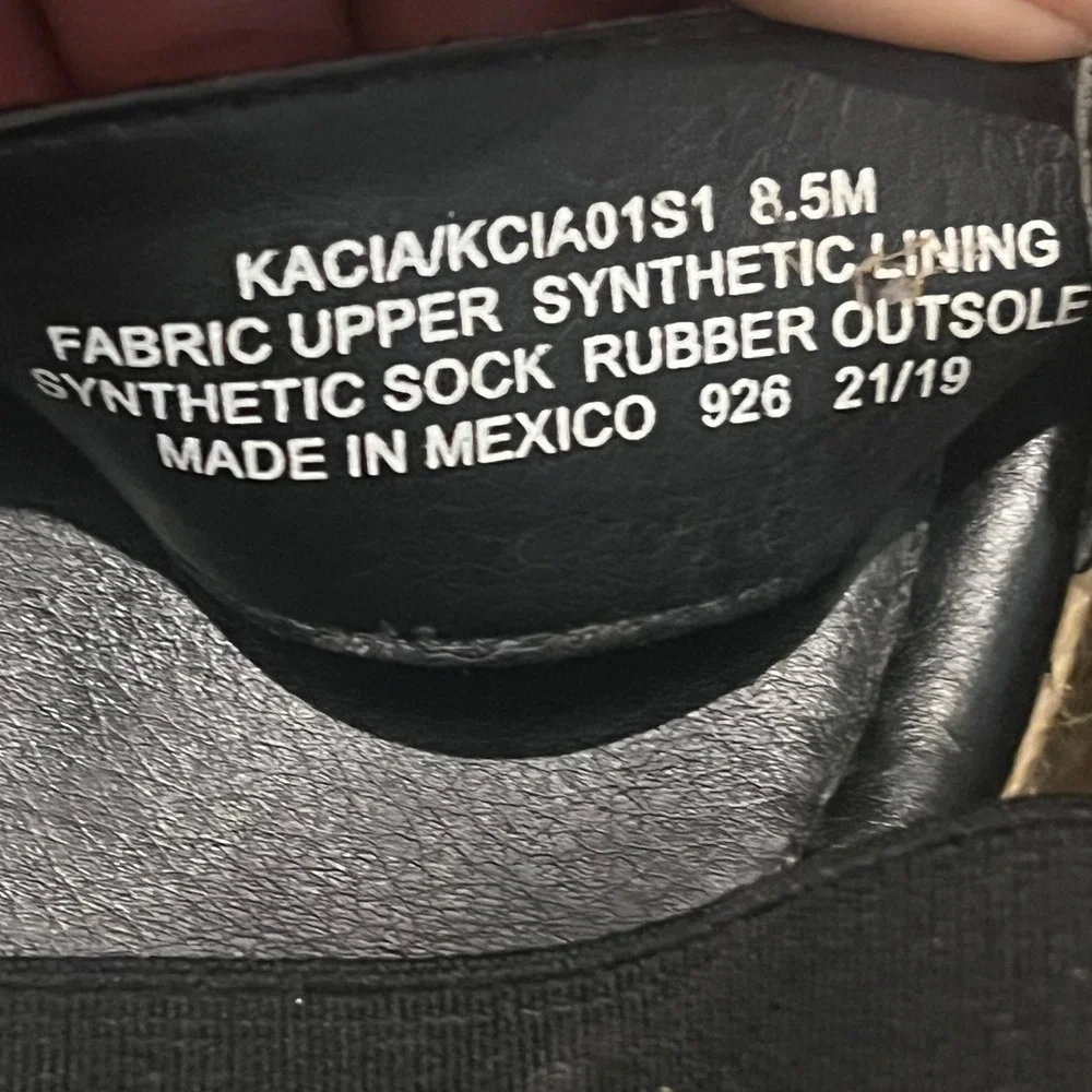 Steve Madden Kacia Black Elastic Espadrille Wedge Sandals Platform KCIK01S1 8.5M
